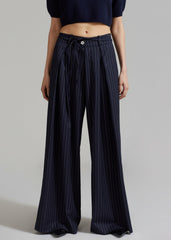 Noor Wide Pants - Navy Pinstripe