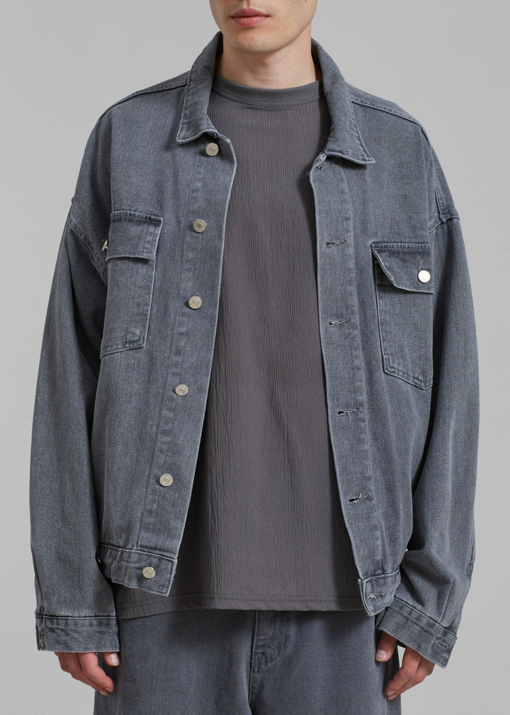 Connor Oversized Denim Jacket - Grey Wash
