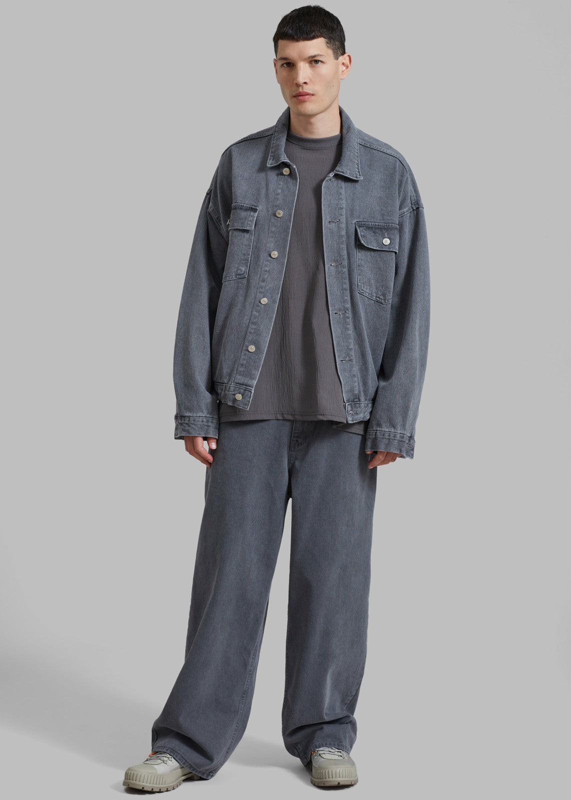 Connor Oversized Denim Jacket - Grey Wash