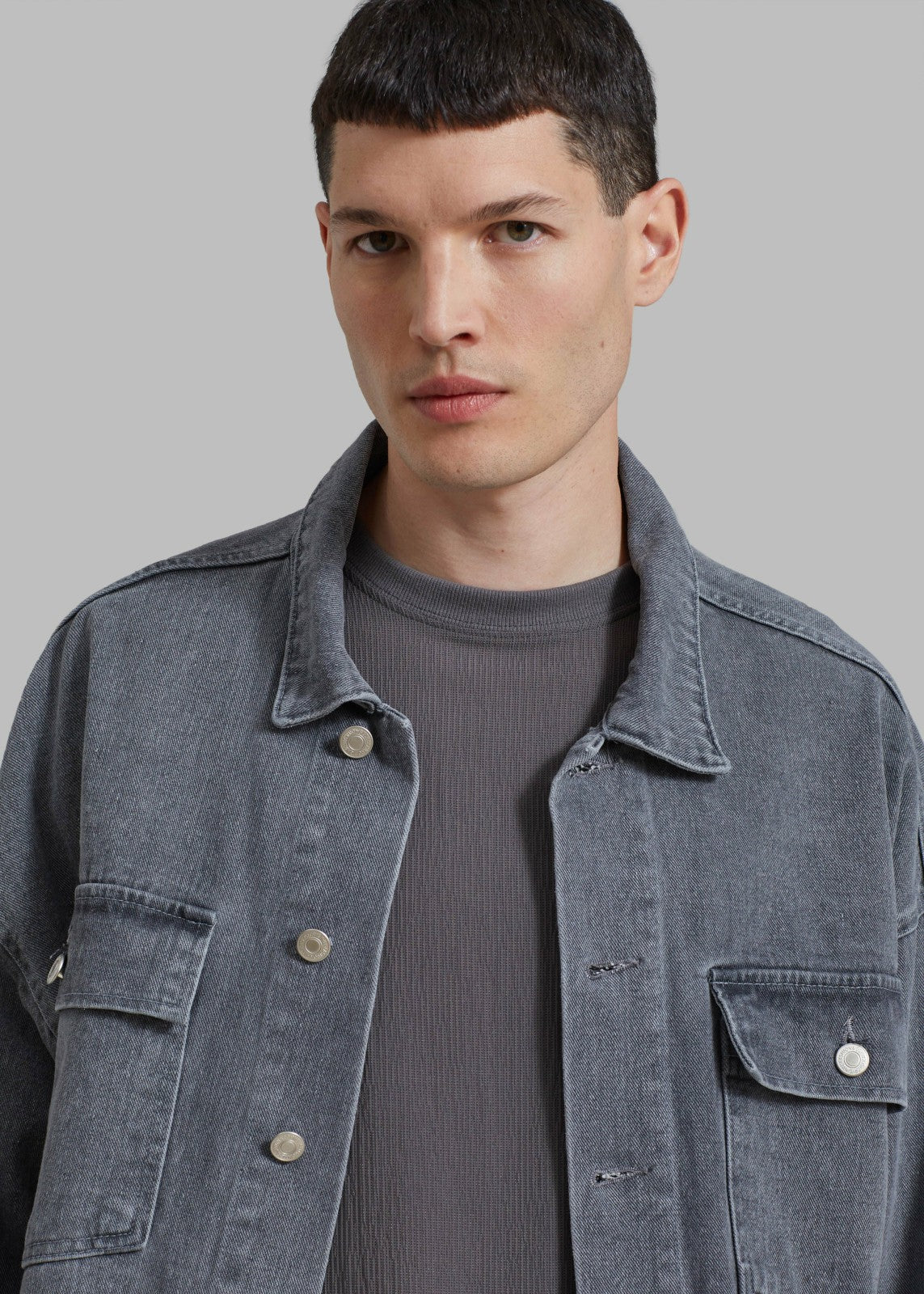 Connor Oversized Denim Jacket - Grey Wash