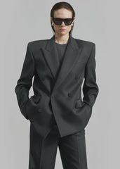 Zia Covered Buttons Blazer - Charcoal