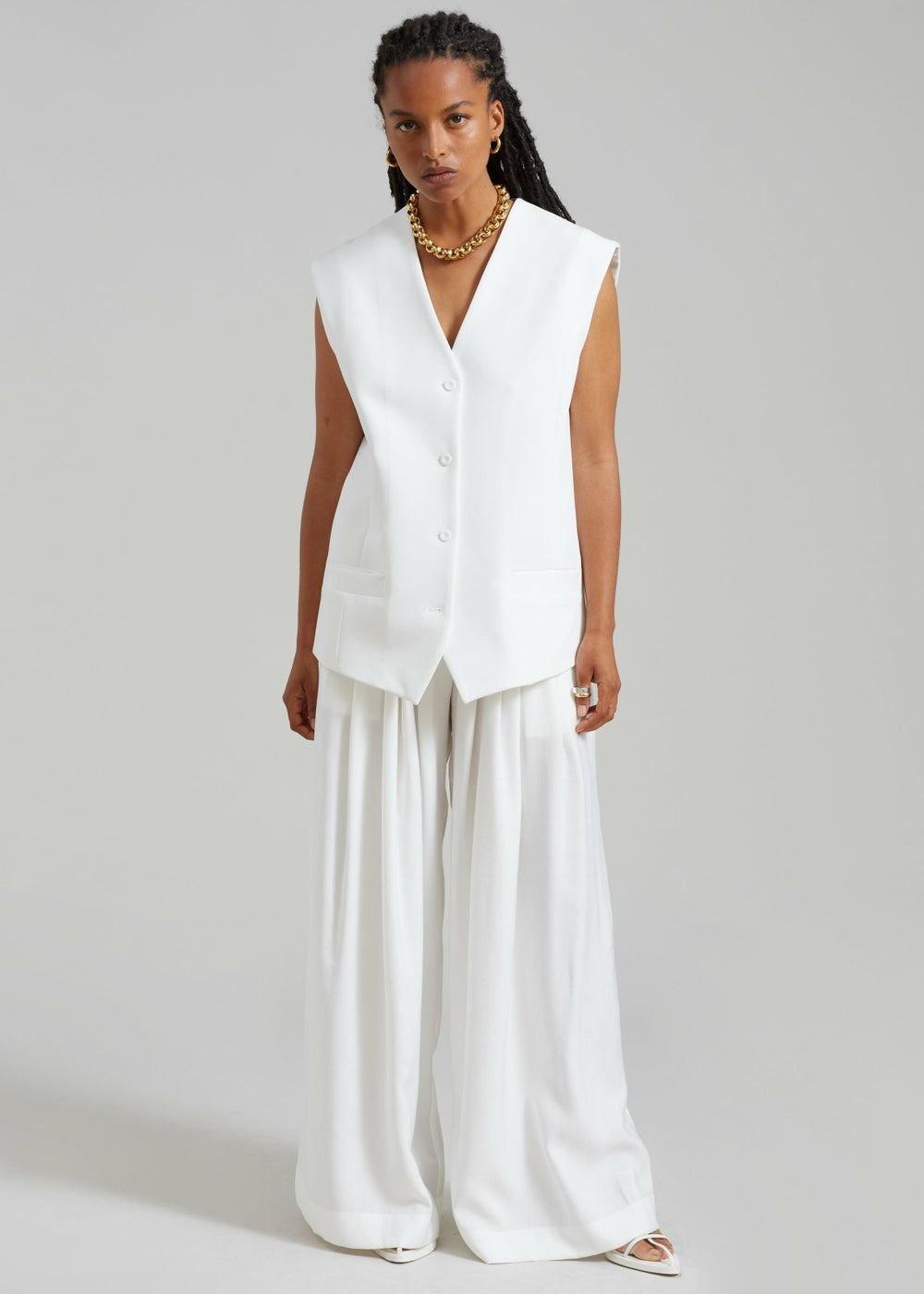 Sloane Wide Leg Trousers - White