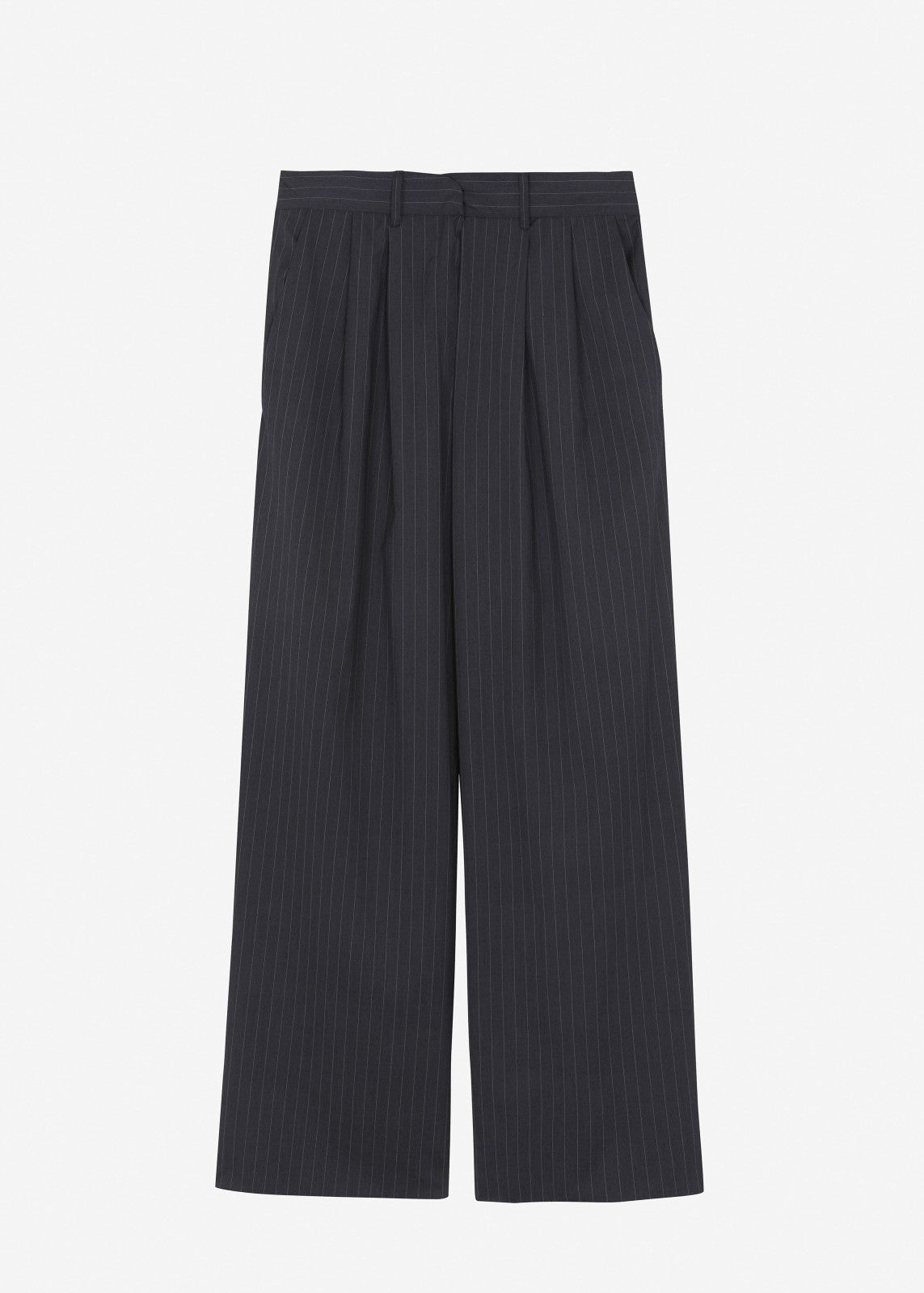 Peyton Pleated Pants - Grey Pinstripe