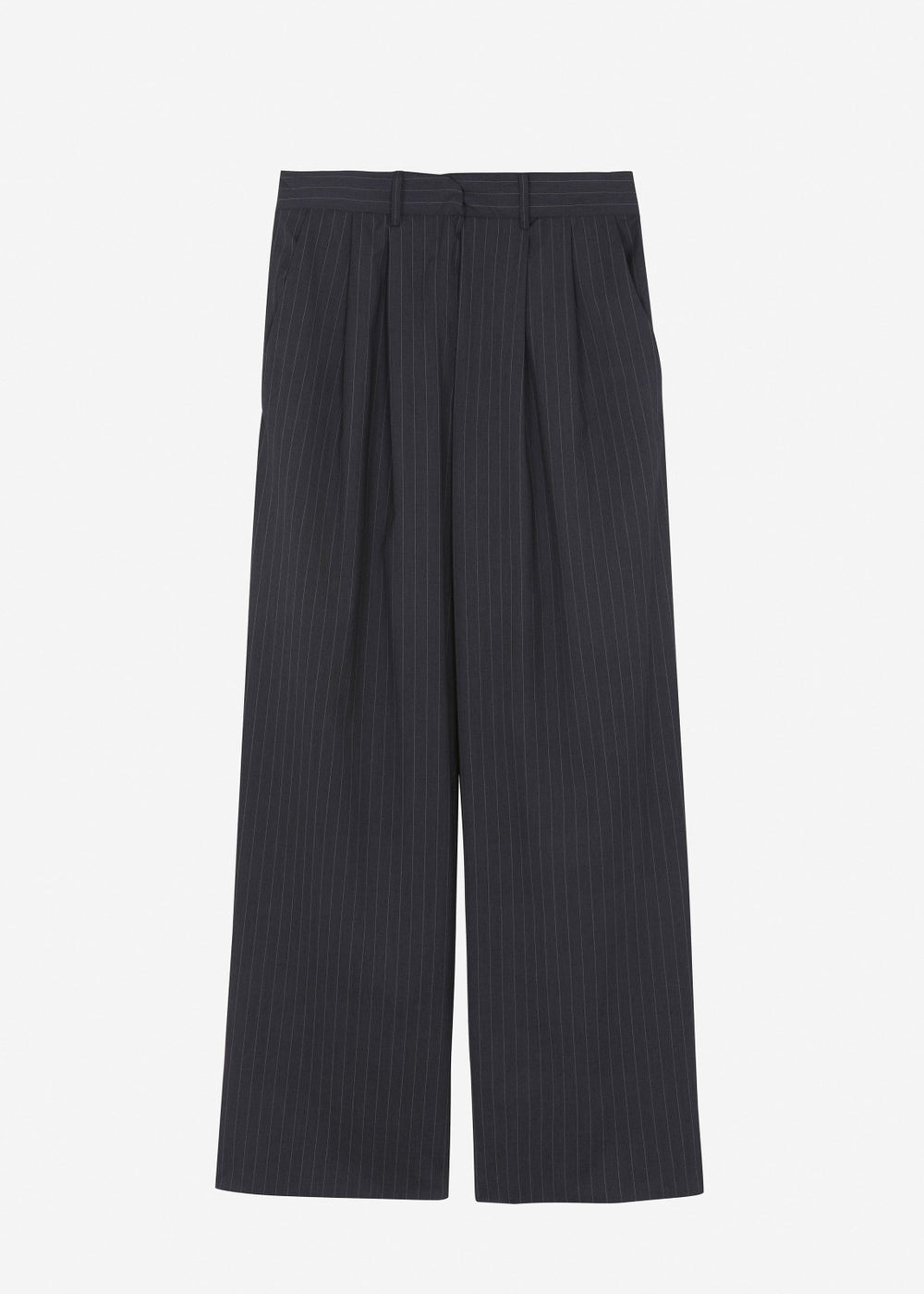 Peyton Pleated Pants - Grey Pinstripe