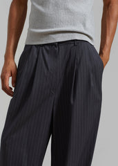 Peyton Pleated Pants - Grey Pinstripe