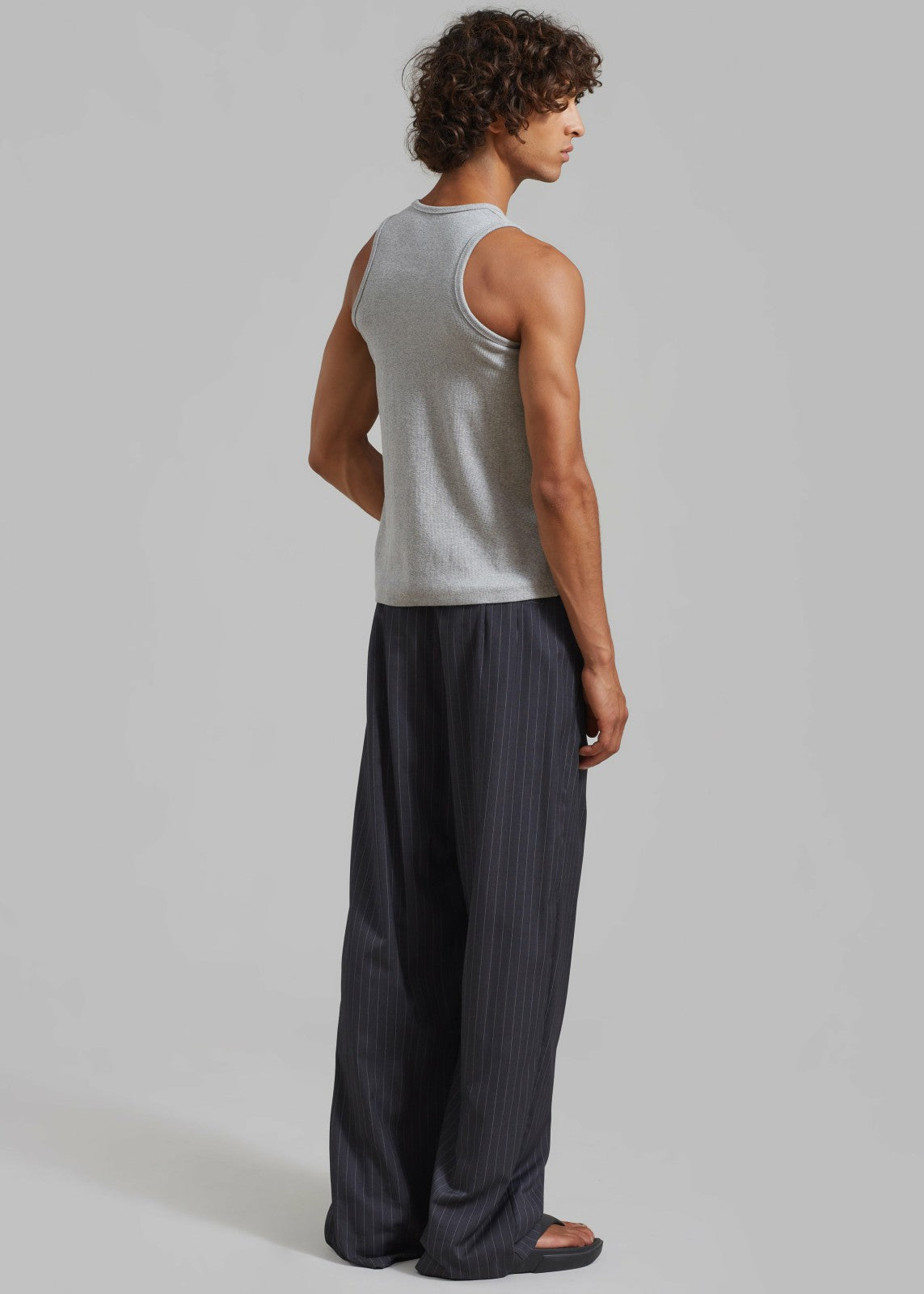 Peyton Pleated Pants - Grey Pinstripe