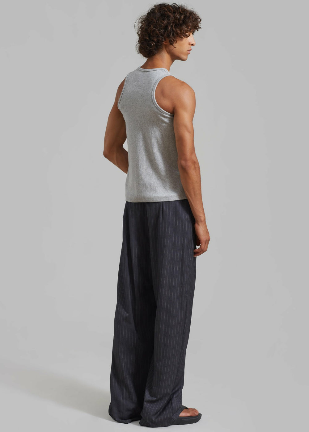 Peyton Pleated Pants - Grey Pinstripe