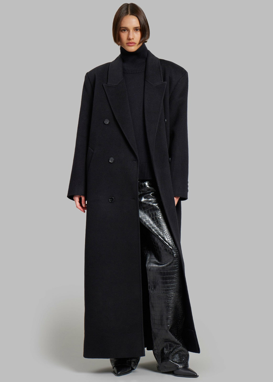 Gaia Double Breasted Coat - Black