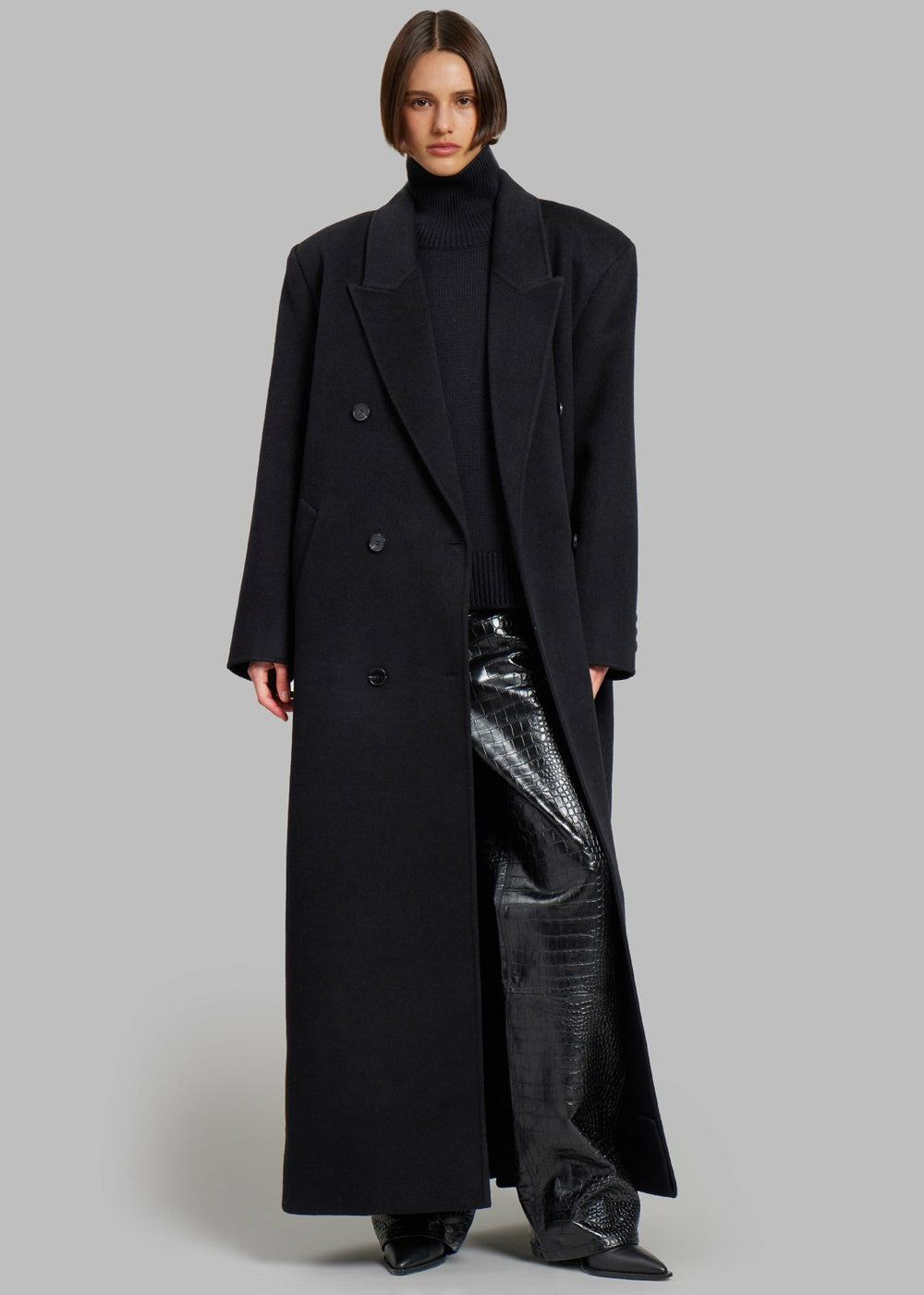 Gaia Double Breasted Coat - Black