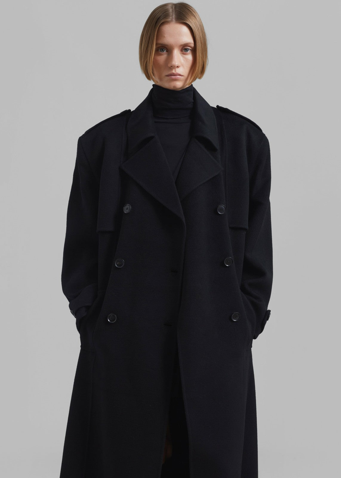 Nikola Padded Trench Coat - Black