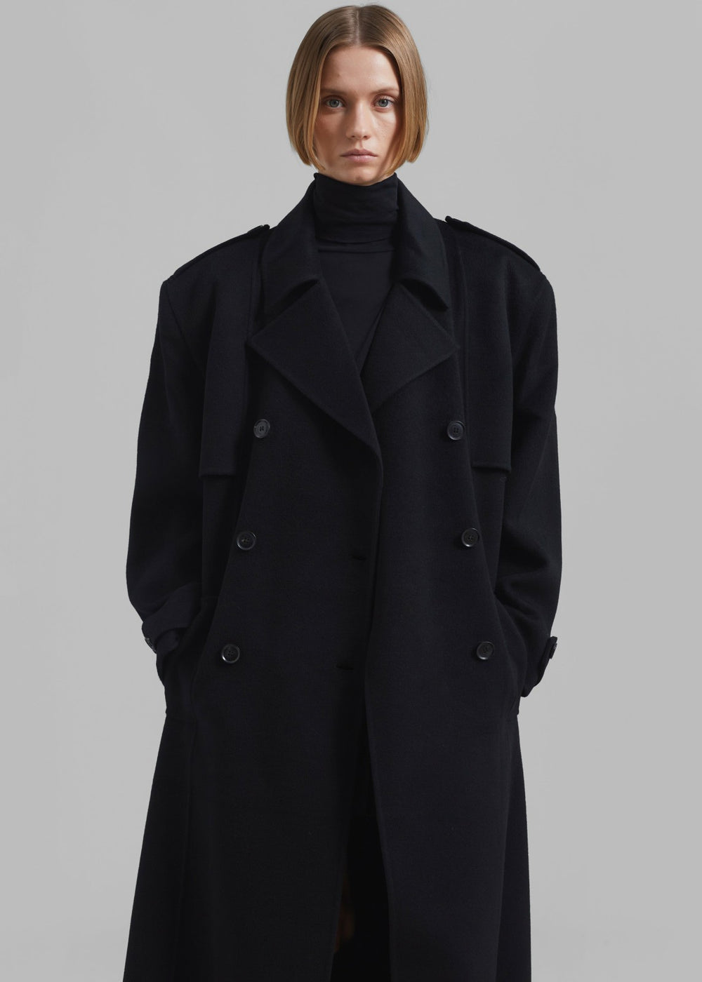 Nikola Padded Trench Coat - Black