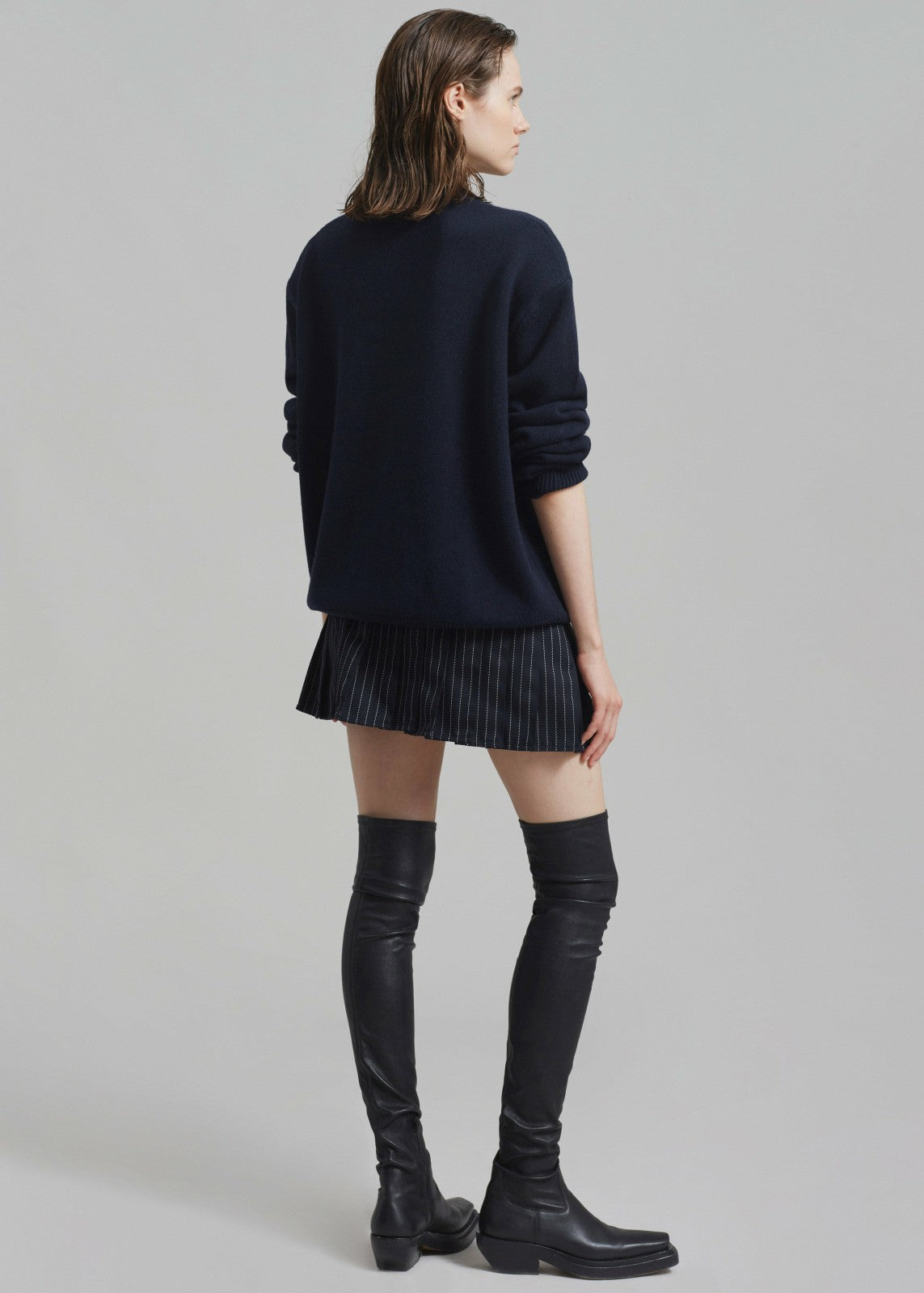 Rafaela Padded Knit Sweater - Navy