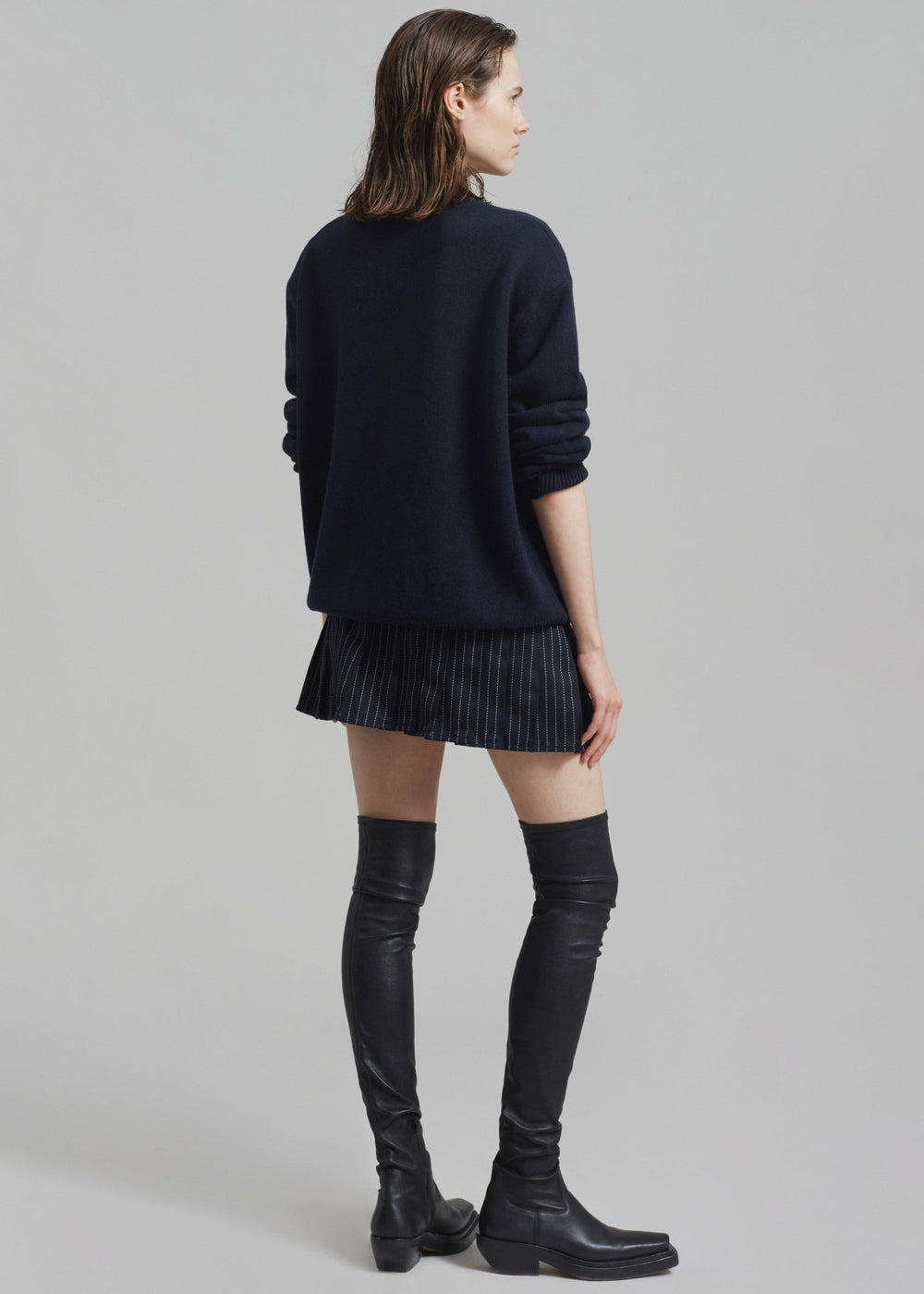 Rafaela Padded Knit Sweater - Navy