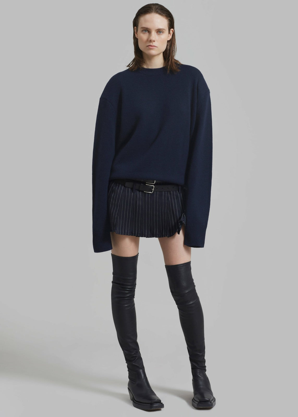 Rafaela Padded Knit Sweater - Navy